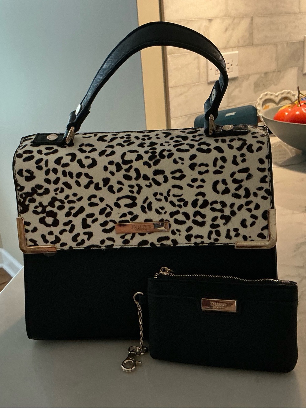 Dune London Calf Hair Flap Handbag 2 Piece Set